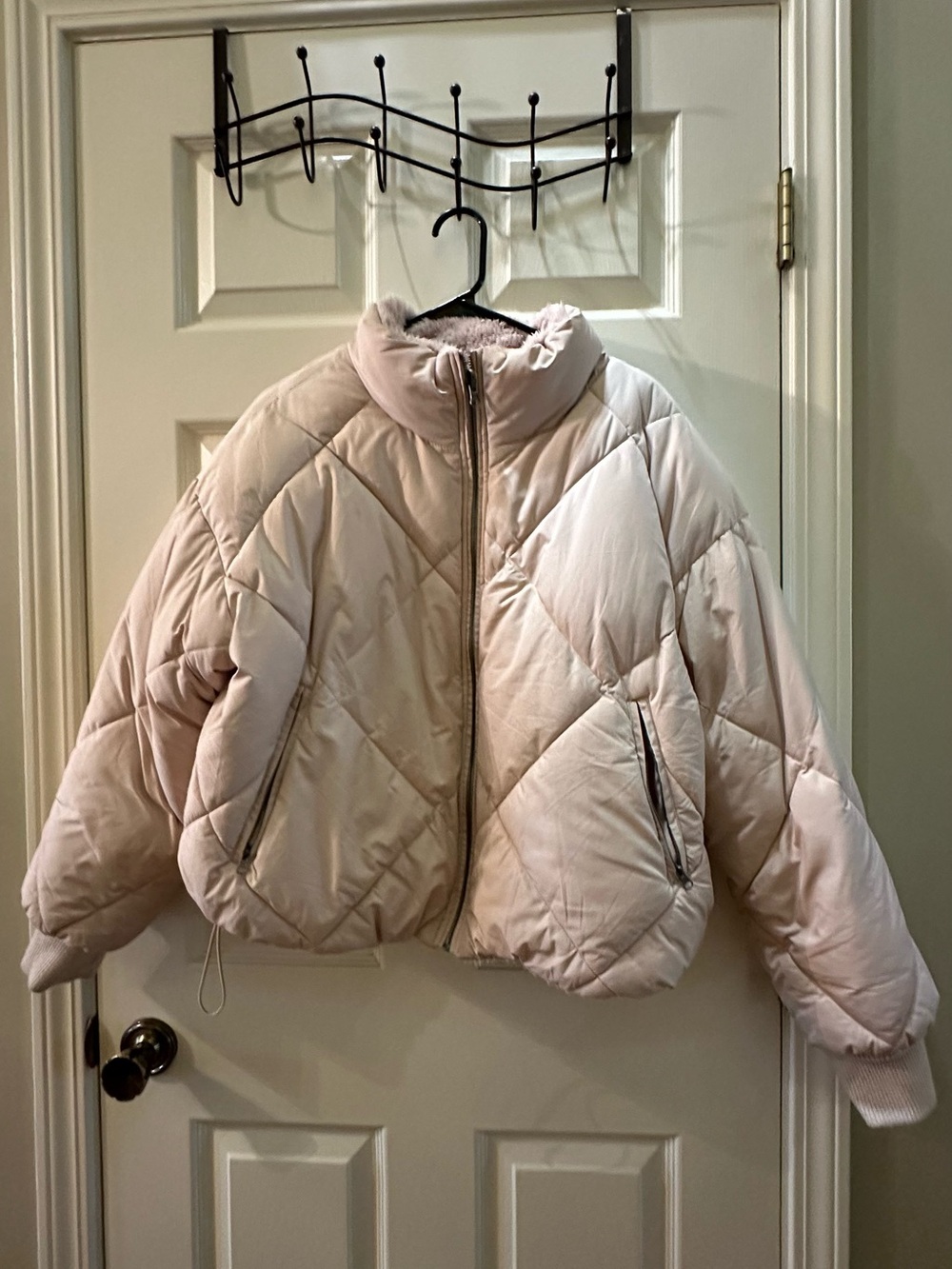 Fashion Nova Blush Pink Quilted Puffer Bomber Jacket